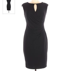 Lauren By Ralph Lauren Sleeveless Ruched Black Cocktail Dress
